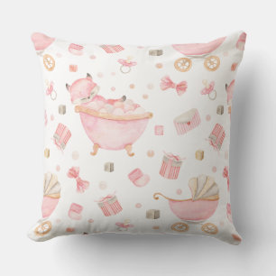 Almofada Uma raposa rosa pincelada com um banho de bolhas c