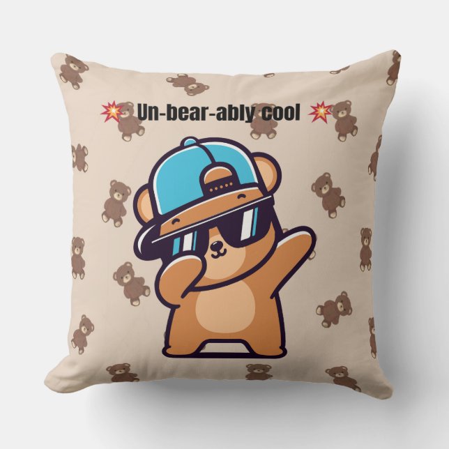 Almofada Un-Bear-ably Cool | Cute Bear Pillow (Frente)