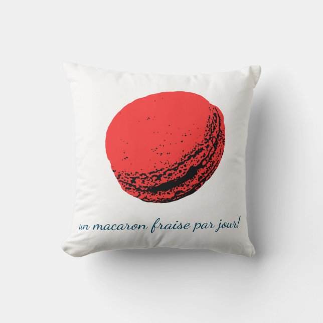 Almofada un macaron fraise par jour! (Frente)