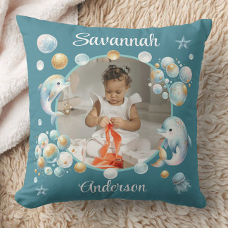 Almofada Under the Sea Cute Dolphin Photo Girly