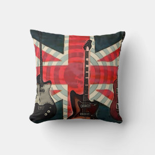 Almofada União Britânica Jack Flag Rock Roll Electric Guita