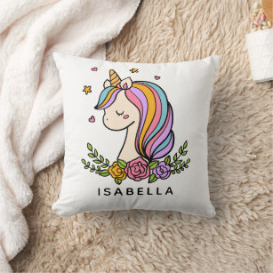 Almofada Unicorn Cute Whimsical Girly Personalised Name