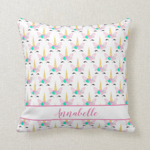 Almofada Unicórnio de Sorriso Floral Personalizado