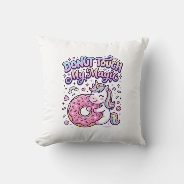 Almofada Unicórnio Donut Toque Meu Presente Mágico Sticker  (Frente)