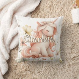 Almofada Unicórnio flor silvestre pastel caprichoso