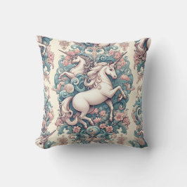 Almofada Unicórnios Místicos Vitorianos: Floral Encantado