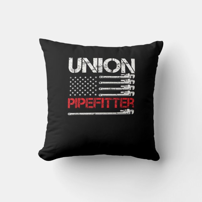 Almofada Union Pipefitter Union Strong USA American Flag Ru (Frente)