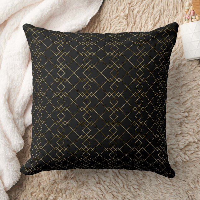 Almofada Unique Black Throw Pillow Featuring Gold Box Desig (Cobertor)