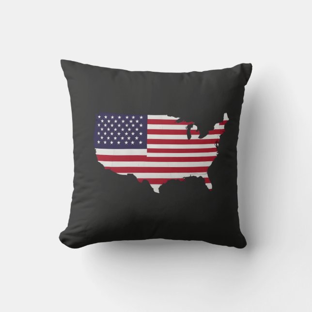 Almofada United States Map Filled with American Flag (Frente)