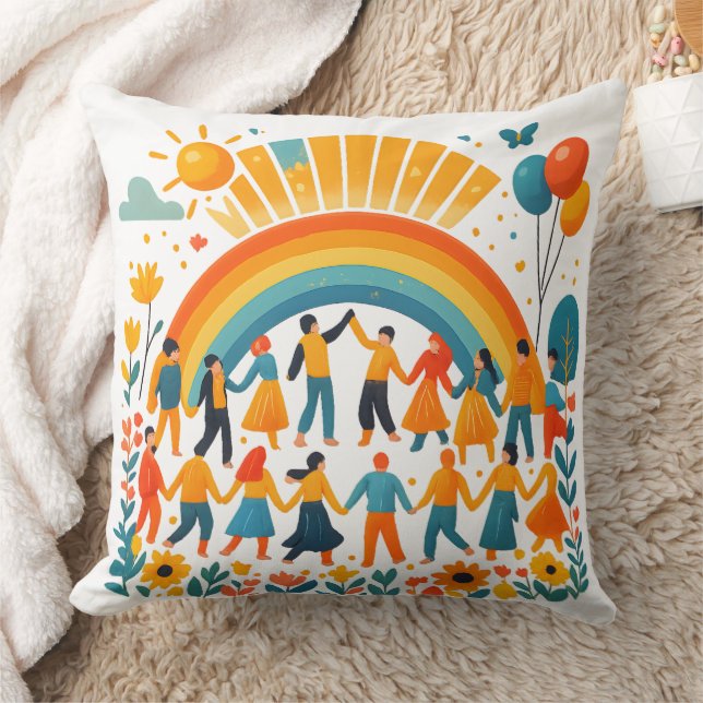 Almofada Unity Rainbow Community Decorative Pillow (Cobertor)