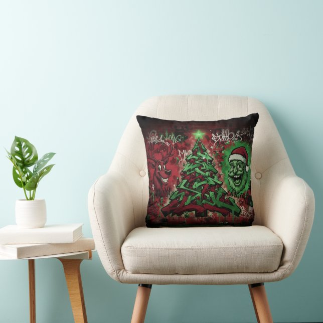 Almofada Urban Christmas Throw Pillow – Graffiti Holiday (Cadeira)