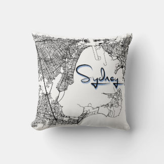 Almofada Urban Sydney Street Map – Black & White Accent Cus