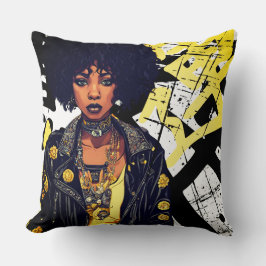 ALMOFADA URBANO BEAUTY ROCK N ROLL GRAFITTI AMARELO NEGRO