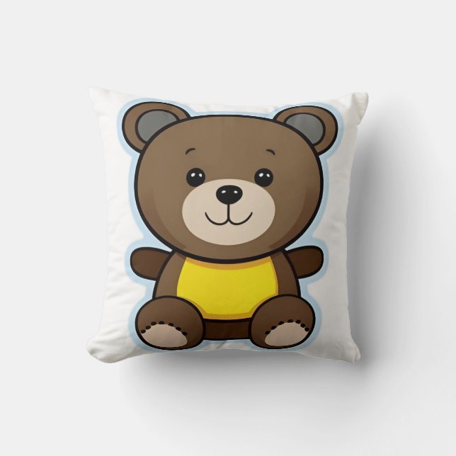 Almofada Ursa de pelúcia marrom fofa desenho animado (Frente)
