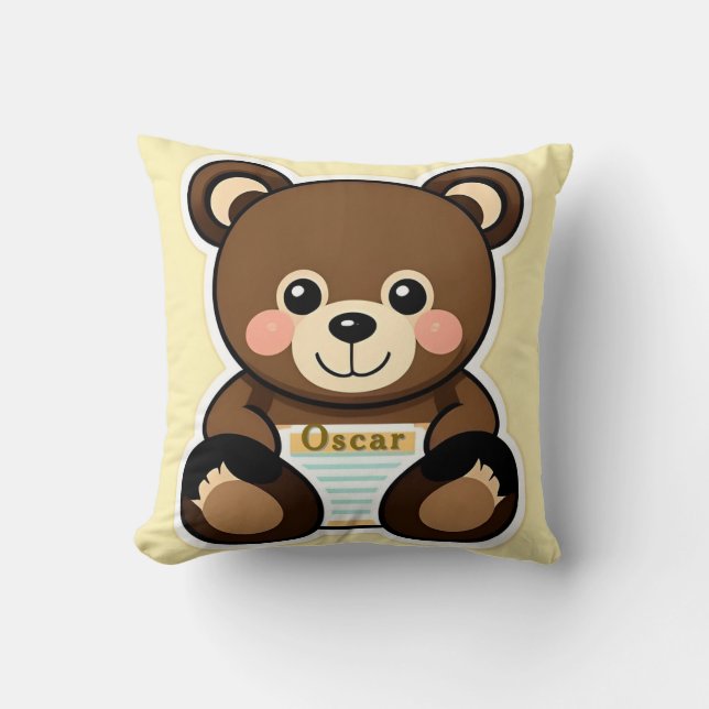 Almofada Ursa de pelúcia marrom fofa desenho animado (Frente)