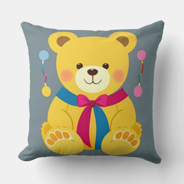 Almofada Ursa Teddy Amarela Adorável (Frente)