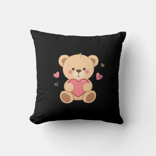 Almofada Ursa Teddy Fofa Segurando Coração – amor (Frente)