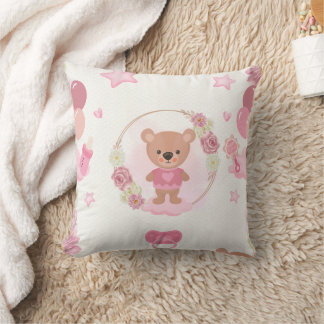 Almofada Ursinho de Pelúcia Rosa Bebê