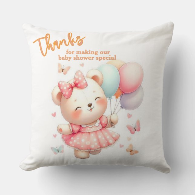 Almofada Urso Adorável – Decoração de Chás de Bebê de Ação  (Frente)