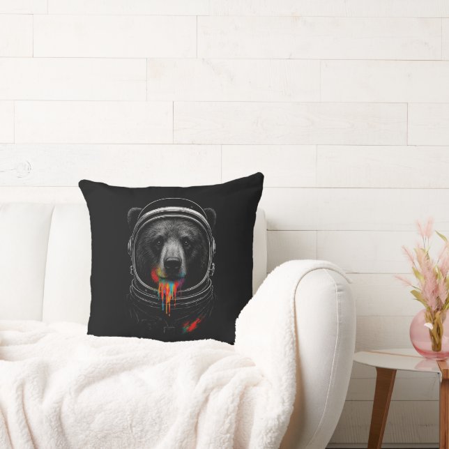 Almofada Urso Astronauta com Pintura Neon Pingando Animal C (Sofá)