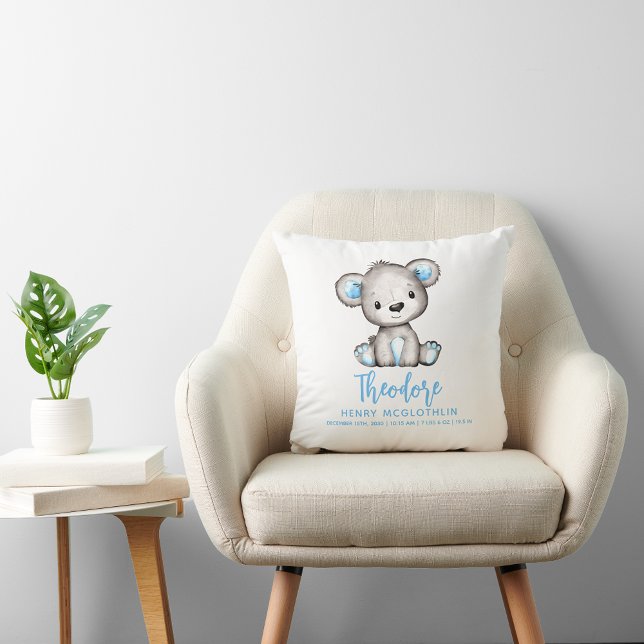 Almofada Urso Azul Simples Fofo Bebê Menino (Criador carregado)