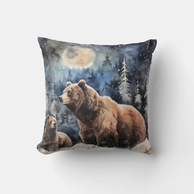 Almofada Urso Cinzento e Bebê (Frente)