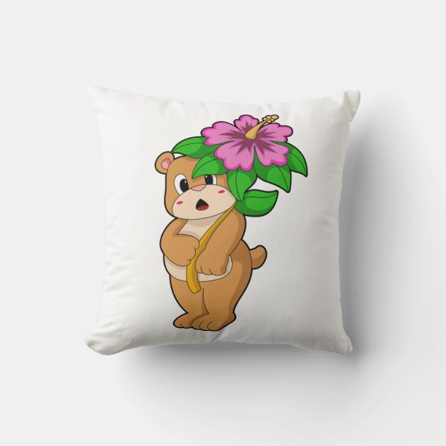 Almofada Urso com Flor Hibiscus (Frente)
