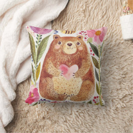 Almofada Urso com flores e uma abelha