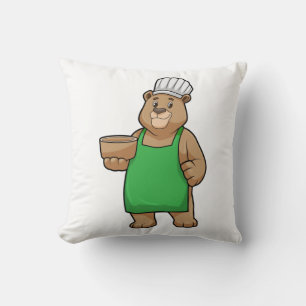 Almofada Urso como Cozinheiro com placa de Cozinhar e Bowl