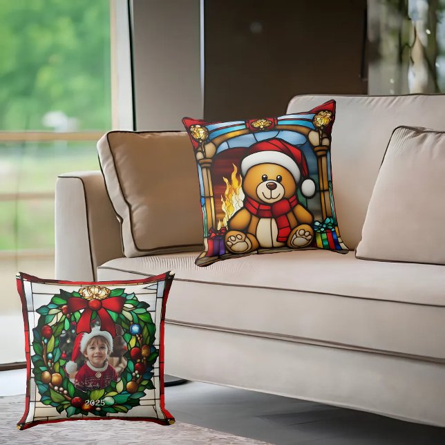 Almofada Urso de Brinquedo de Natal Vidro Policromado Falso (Criador carregado)
