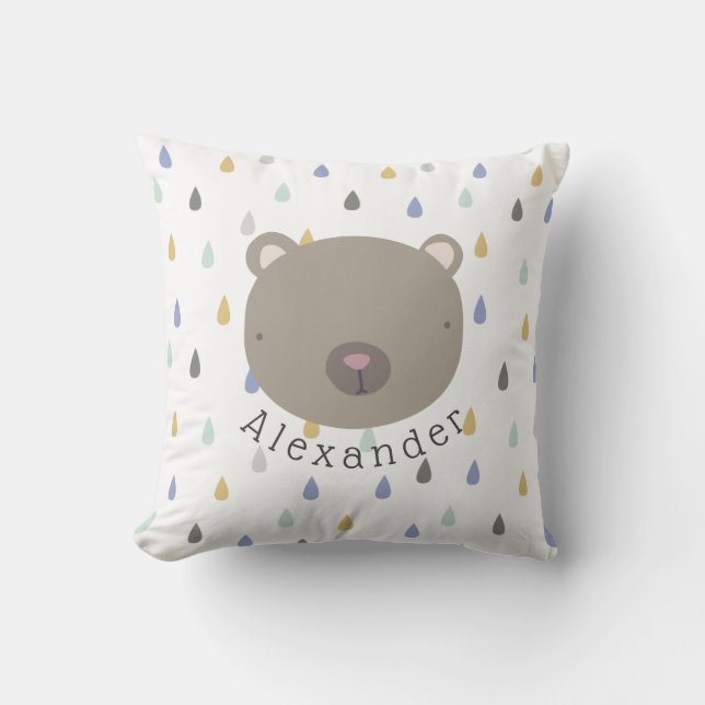 Almofada Urso de Cute de Nome Personalizável (Frente)