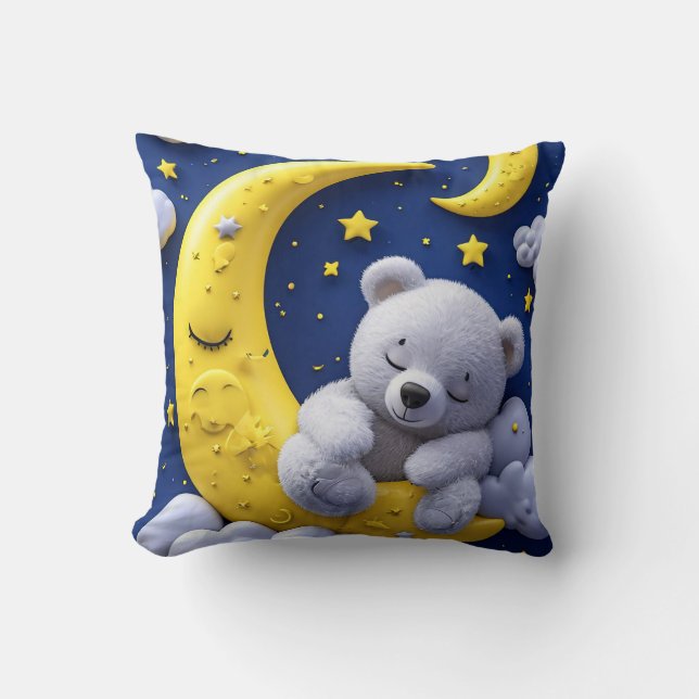 Almofada Urso de desenho animado e lua (Frente)