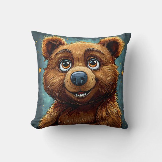 Almofada 🐻 Urso de Desenho Animado Fofo com Charme Macio e (Frente)