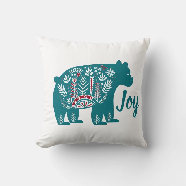 Almofada Urso de Escândia Nórdico Feliz (Frente)