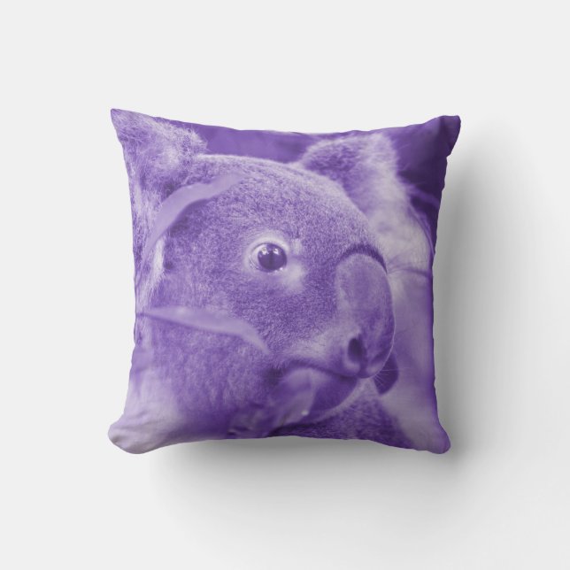 Almofada urso de koala que olha o marsupial roxo direito (Frente)