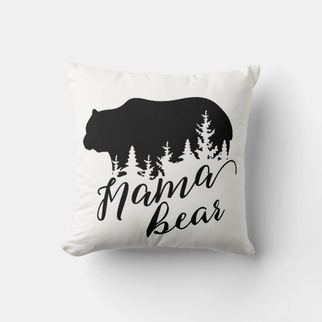 Almofada Urso de Mama Flannel Branco e Negro (Frente)