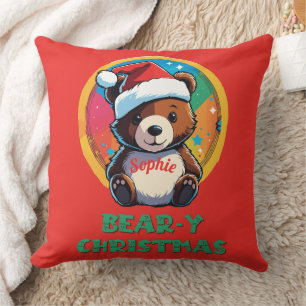 Almofada Urso de Natal Bonito Adorável Kawaii Chibi