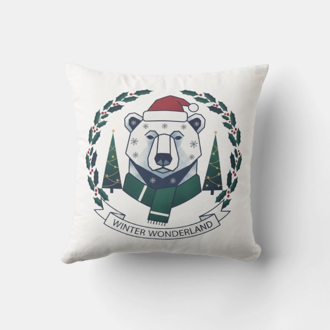 Almofada Urso de Natal – Lindo Urso com Chapéu de Papai Noe (Verso)