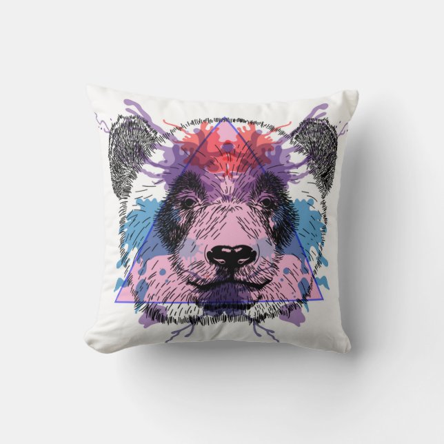Almofada Urso de panda geométrico (Frente)