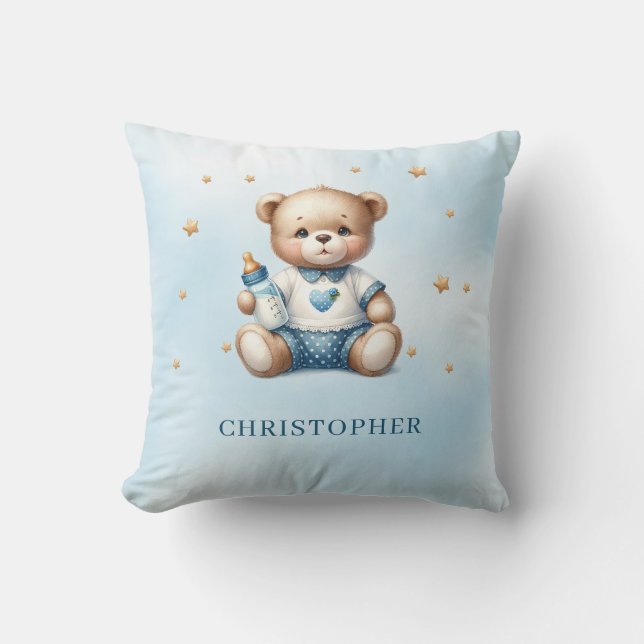 Almofada Urso de pelúcia bonito com garrafa de bebê (Frente)