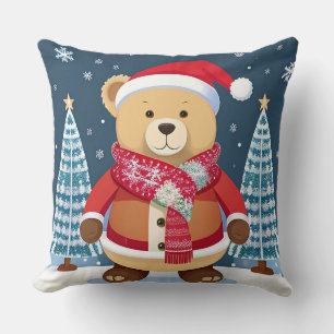 Almofada Urso de pelúcia festivo com chapéu de Papai Noel