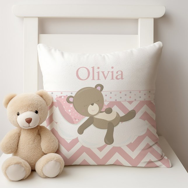 Almofada Urso de Teddy Bonito com Monograma Personalizado (Personalize with baby's name.)