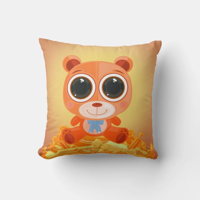 Almofada Urso de Teddy - Laranja-Candi (Frente)