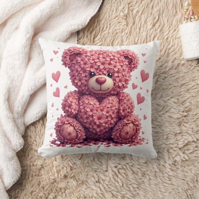 Almofada Urso de Teddy, Namorados Floral Rosa (Cobertor)