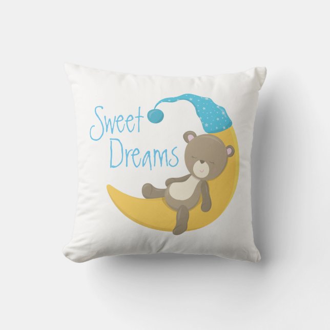Almofada Urso de Teddy no Enfermeiro Moon Crescente (Frente)