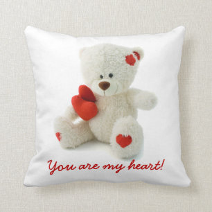Almofada Urso de ursinho branco macio bonito com um coraç
