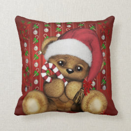 Almofada Urso de ursinho do papai noel com bastão de doces