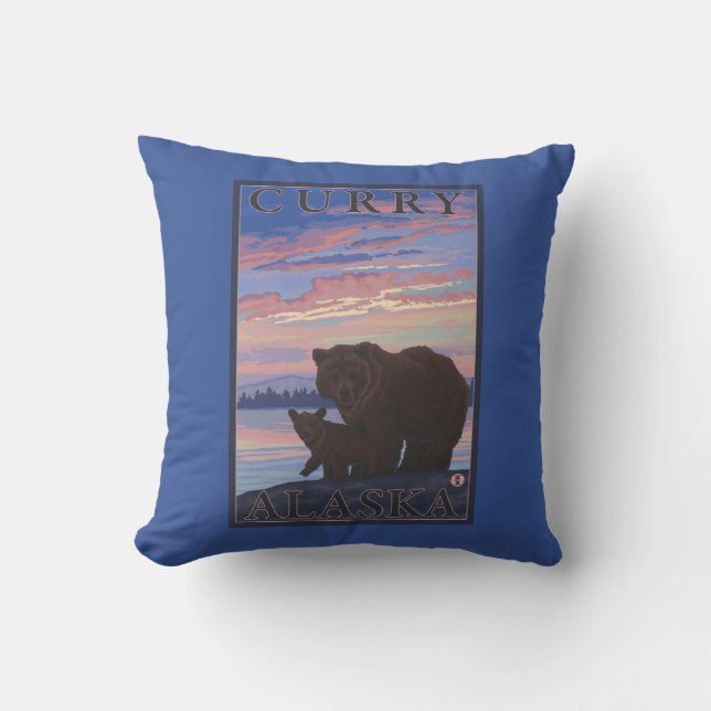 Almofada Urso e Cub - caril, Alaska (Frente)