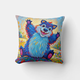 Almofada Urso engraçado feliz Arte abstrata de animal fofo
