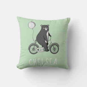 Almofada Urso Escandinavo sobre Bike Minimalista Verde
